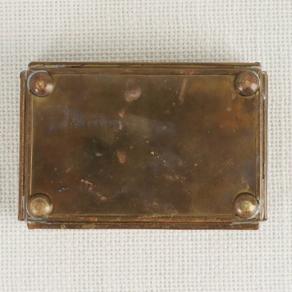 Vintage Cupid Angel Glass Brass Jewelry Trinket Box - Picture 7 of 7